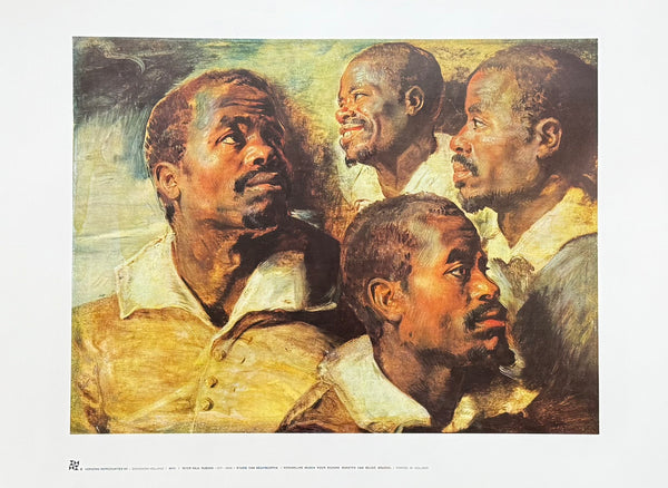 Peter Paul Rubens exhibition poster - Four studies of the head of a Negro - African American - art print - 1980s