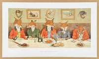 Harry B Neilson exhibition poster - Mr Fox's Hunt Breakfast - British Illustrator - Christmas dinner - art print
