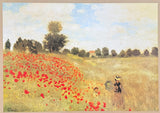 Claude Monet exhibition poster - Field of poppies - impressionist - green - red - romantic - museum artist - art print