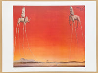 Salvador Dali exhibition poster - The elephants - museum artist - art print - surrealist - red