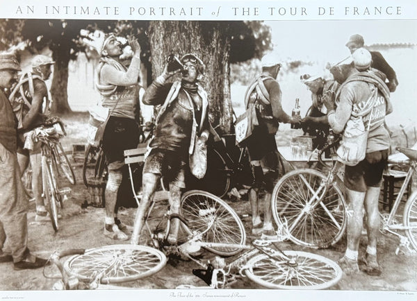 Tour de France exhibition poster - Scenes reminiscent of Renoir - decorative art - black white photography - art print - cycling