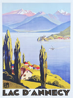 Roger Broders poster - Lac d'Annecy - Lake - France - Tourism - decorative art print