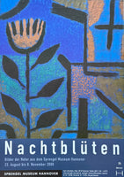 Paul Klee exhibition poster - Nachtbluten - museum artist - art print - flowers - blue - 2009