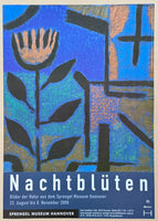 Paul Klee exhibition poster - Nachtbluten - museum artist - art print - flowers - blue - 2009