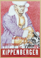 Martin Kippenberger exhibition poster - Untitled - portrait - Kunsthalle Tubingen - museum artist - art print - red - 2003