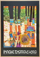 Hundertwasser exhibition poster - Blue blues - museum artist - art print - black - 2015