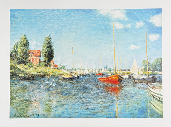 Claude Monet exhibition poster - Red boats - Argenteuil - impressionist - romantic - museum artist - art print