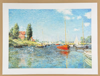 Claude Monet exhibition poster - Red boats - Argenteuil - impressionist - romantic - museum artist - art print