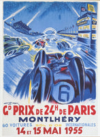 Geo Ham exhibition poster - Formula 1 - Grand prix de Paris - car race - offset lithograph - art print - high quality reproduction