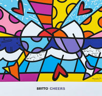 Romero Britto exhibition poster - Cheers - love - drink - bar - restaurant - museum artist - art print - excellent condition - pop art