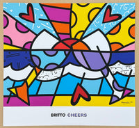 Romero Britto exhibition poster - Cheers - love - drink - bar - restaurant - museum artist - art print - excellent condition - pop art