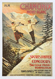 Winter Sports in France - exhibition poster - Chamonix Mont Blanc - sports d'hiver - skiing - snow - tourism - decorative art print