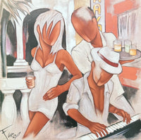 Pierre Farel exhibition poster - Havana Piano - Dancing - Music - Bar - Restaurant - Love - offset lithograph - art print