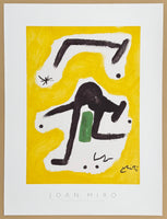 Joan Miro exhibition poster - Femme Oiseaux Etoile - museum artist - art print - yellow - surrealism