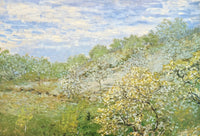 Claude Monet exhibition poster - Trees in blossom - impressionist - green - blue - romantic - museum artist - art print