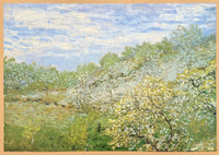 Claude Monet exhibition poster - Trees in blossom - impressionist - green - blue - romantic - museum artist - art print