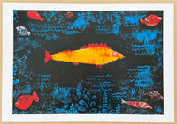Paul Klee exhibition poster - The Golden Fish - blue - gold - museum artist - art print
