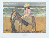 Isaac Israels poster - Girl riding a donkey on the beach - museum artist - art print - Amsterdam impressionist - 1970s