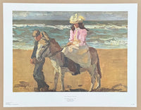 Isaac Israels poster - Girl riding a donkey on the beach - museum artist - art print - Amsterdam impressionist - 1970s