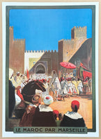 Le Maroc par Marseille exhibition poster - Sultan - Morocco - decorative art print - reproduction - travel tourism