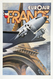 Michael Kungl exhibition poster - EuroAir France - Eiffel Tower - Airplane - decorative art print - travel tourism