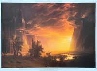 Albert Bierstadt exhibition poster - Sunset in Yosemite Valley - National Park - California - The Haggin Museum - art print - 1992