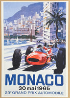 Grand Prix exhibition poster - Formula 1 - Monaco - car race - offset lithograph - reproduction - very decorative - art print