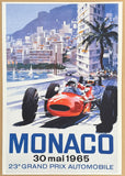 Grand Prix exhibition poster - Formula 1 - Monaco - car race - offset lithograph - reproduction - very decorative - art print