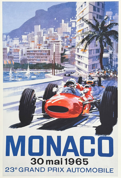 Grand Prix exhibition poster - Formula 1 - Monaco - car race - offset lithograph - reproduction - very decorative - art print