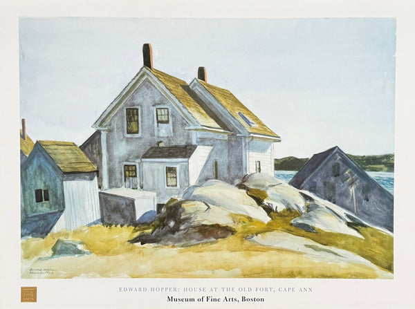 Edward Hopper exhibition poster - House at the old fort - Cape Ann - museum Fine Arts Boston - art print - 1998