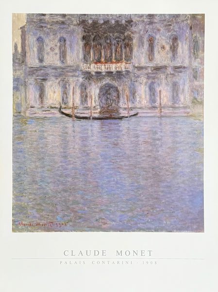 Claude Monet exhibition poster - Palais Contarini - impressionist - Venice - Italy - blue - romantic - museum artist - art print - 1988