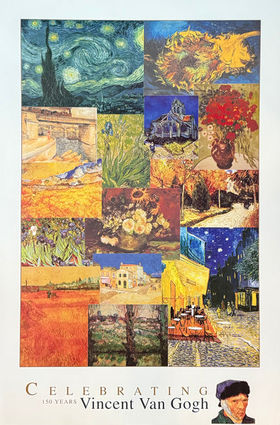 Vincent van Gogh exhibition poster - Celebrating 150 years - compilation - overview - museum artist - art print - offset lithograph