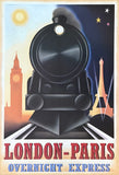 Steve Forney exhibition poster - London Paris Overnight Express - steam train - travel tourism - art print - 2003