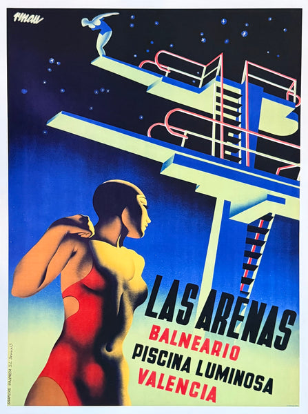 Swimming pool poster - Valencia - Spain - bathing suit - art print - high quality reproduction