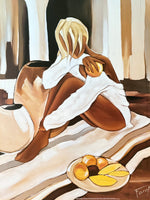 Pierre Farel exhibition poster - Pink Pomelo - woman eating fruit - breakfast - love - passion - romance - art print