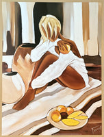 Pierre Farel exhibition poster - Pink Pomelo - woman eating fruit - breakfast - love - passion - romance - art print