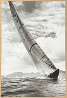 Sailing yacht exhibition poster - Velsheda - Sailboat - ocean - sea - regatta - art print - black white photography - offset litho