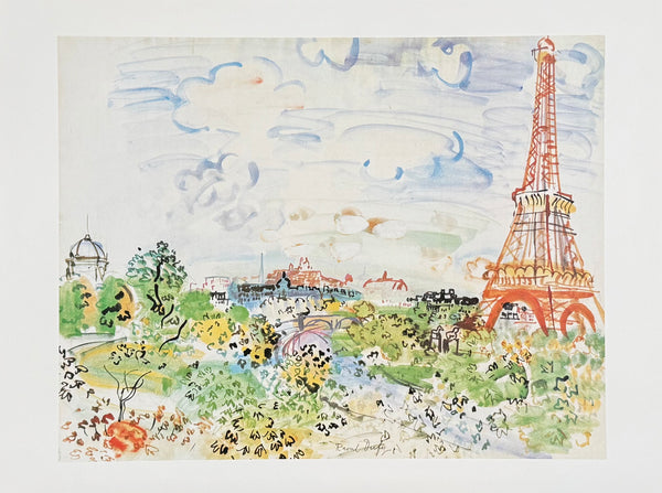 Raoul Dufy exhibition poster - La Tour Eiffel - Paris - museum artist - art print - excellent condition - 1999