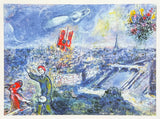 Marc Chagall exhibition poster - View of Paris - summer - love - museum artist - art print