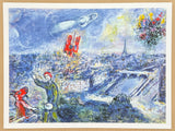 Marc Chagall exhibition poster - View of Paris - summer - love - museum artist - art print