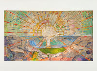 Edvard Munch exhibition poster - The sun - sunset - landscape - museum artist - art print - offset litho