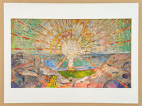 Edvard Munch exhibition poster - The sun - sunset - landscape - museum artist - art print - offset litho