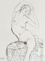 Gustav Klimt exhibition poster - Seated Nude Woman - museum artist - art print - female portrait