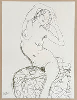 Gustav Klimt exhibition poster - Seated Nude Woman - museum artist - art print - female portrait