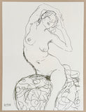 Gustav Klimt exhibition poster - Seated Nude Woman - museum artist - art print - female portrait