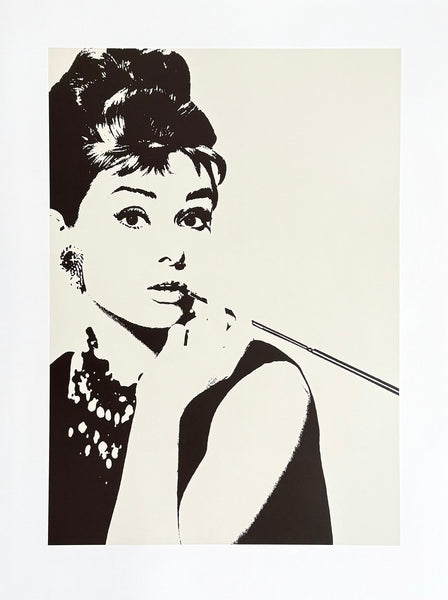 Audrey Hepburn exhibition poster - smoking - portrait - black white photography - art print - Hollywood - movie star - celebrity