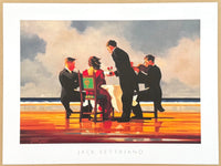 Jack Vettriano exhibition poster - Elegy for the dead admiral - dinner of the beach - music - museum artist - art print - 1994
