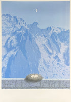 Rene Magritte exhibition poster - The domain of Arnheim - egg - bird - blue - surrealist - museum artist - art print