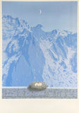 Rene Magritte exhibition poster - The domain of Arnheim - egg - bird - blue - surrealist - museum artist - art print