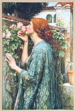 JW Waterhouse exhibition poster - The soul of the rose - romantic classic garden - woman smelling flowers - museum artist - art print